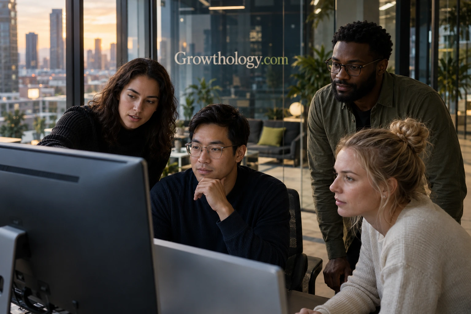 A growth team reviewing a product workflow together